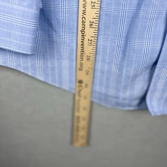 Brooks Brothers 346 Mens 16.5 4/5 Slim Non-Iron Blue Plaid Dress Shirt Long Slv - Picture 4 of 5